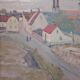 Original Swedish Oil on Panel – “Village Scene II” by E. R. Olsson – Signed