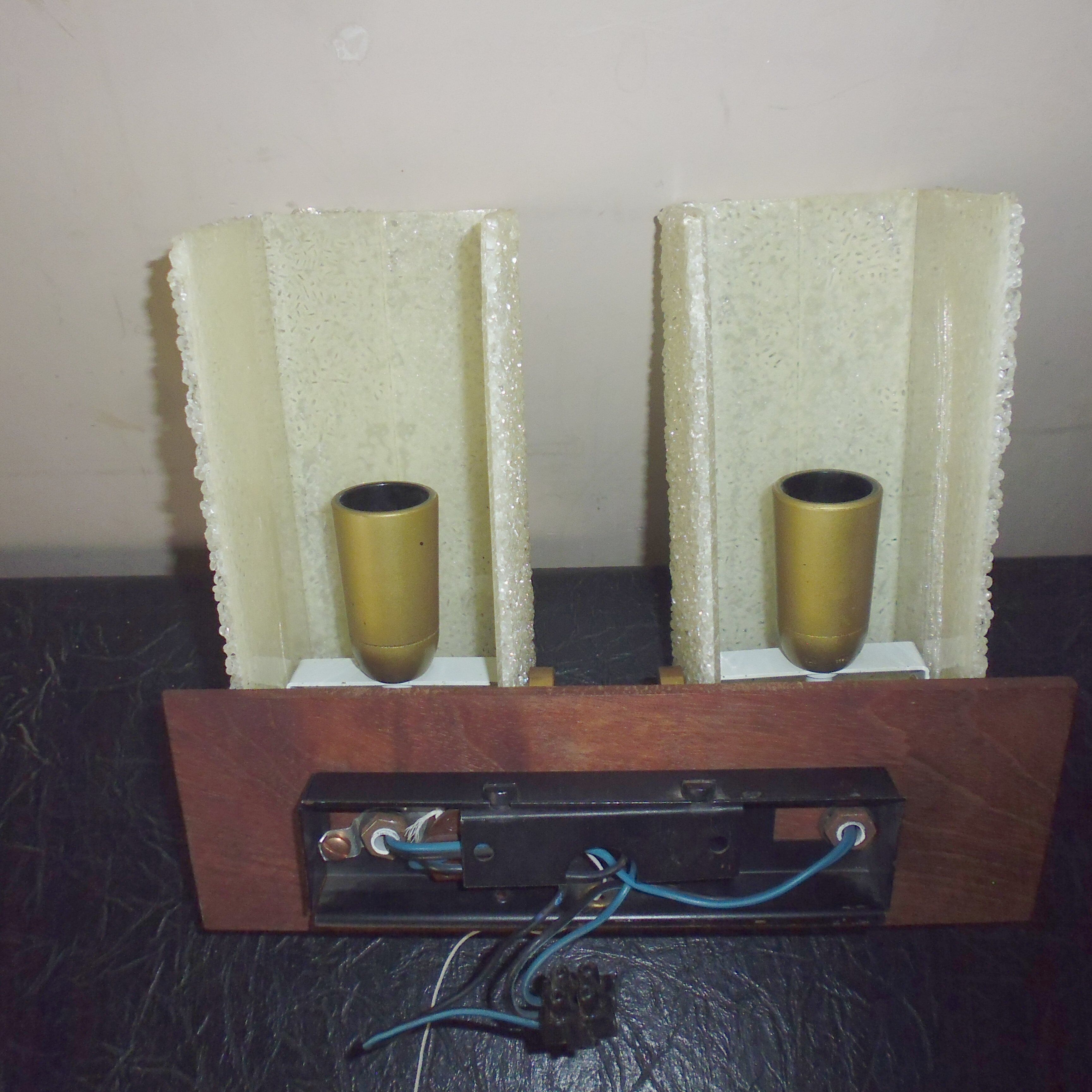 Wall sconce perspex tea and brass 50/60 years