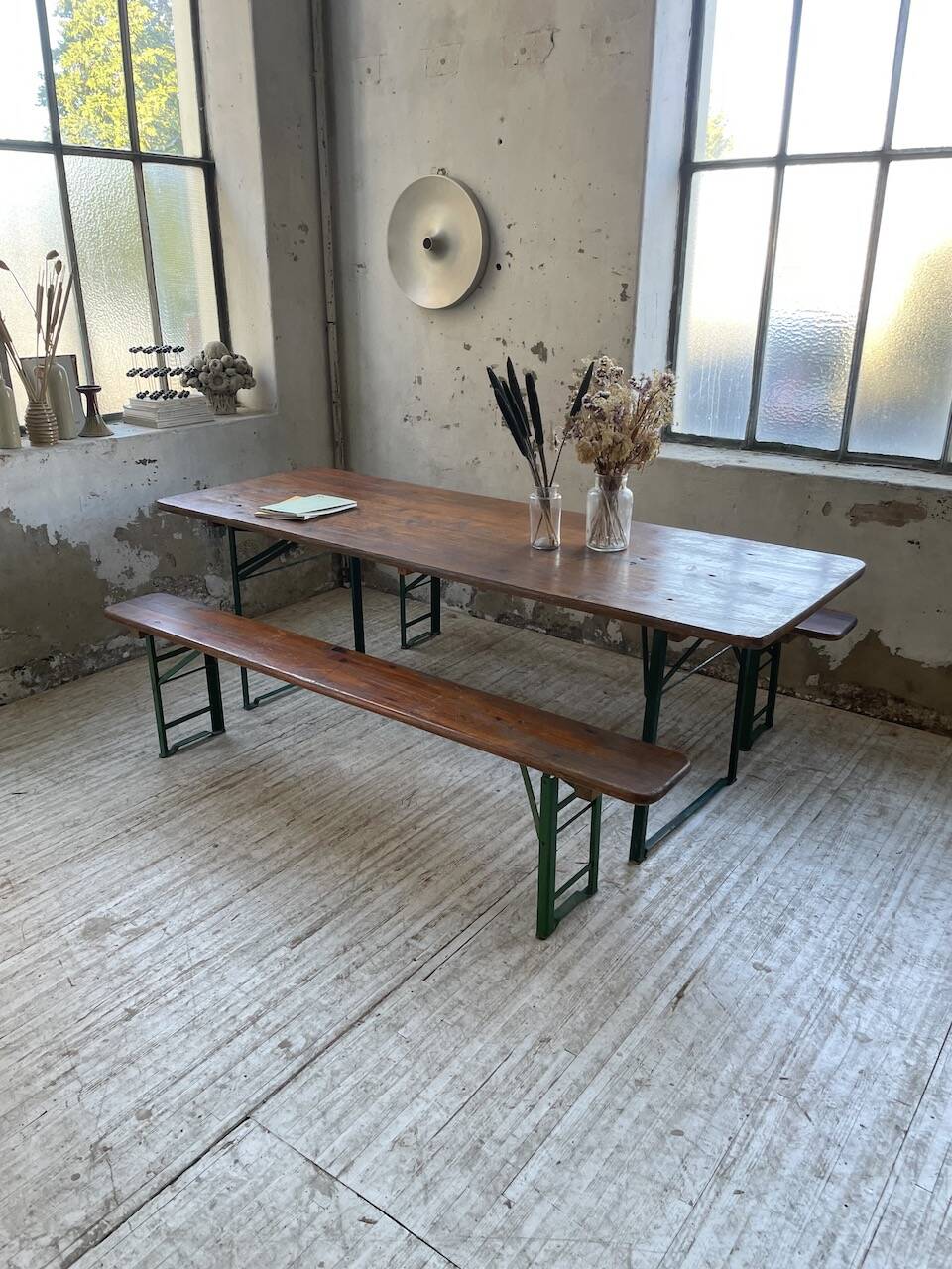 Guinguette table and its 2 benches