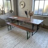 Guinguette table and its 2 benches