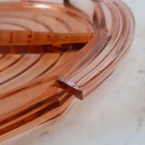 Plateau à compartiments en verre rose art déco