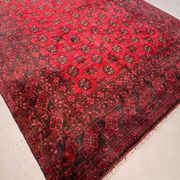 Vintage Afghan Turkoman village rug 195x280 cm, red, black tribal large