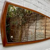 Vintage rectangular teak wall mirror 79x36cm