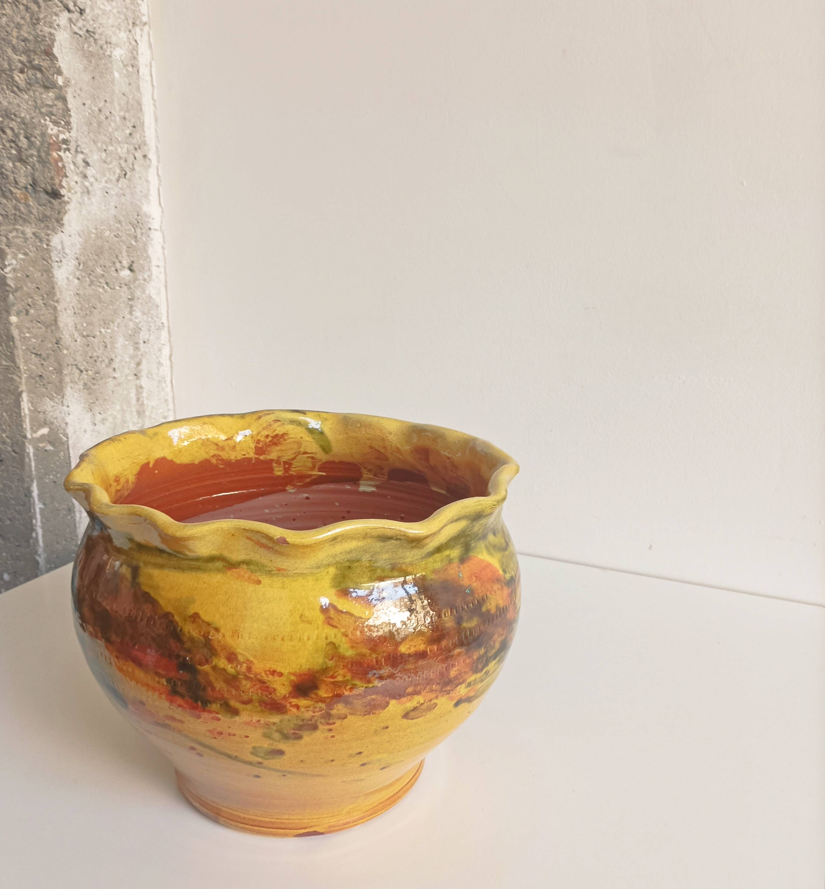 Pot de fleurs cache-pot terre cuite vernissée