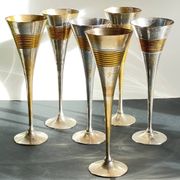 6 Flutes Champagne Laiton Argenté Vintage