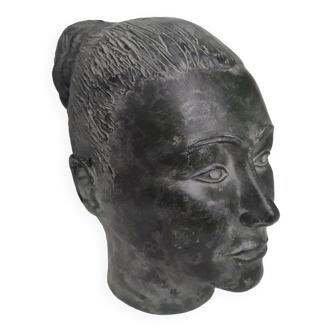 Sculpture visage femme en plâtre