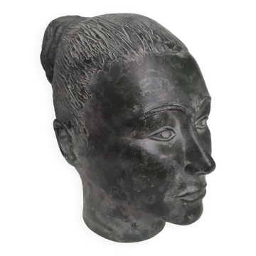 Sculpture visage femme en plâtre