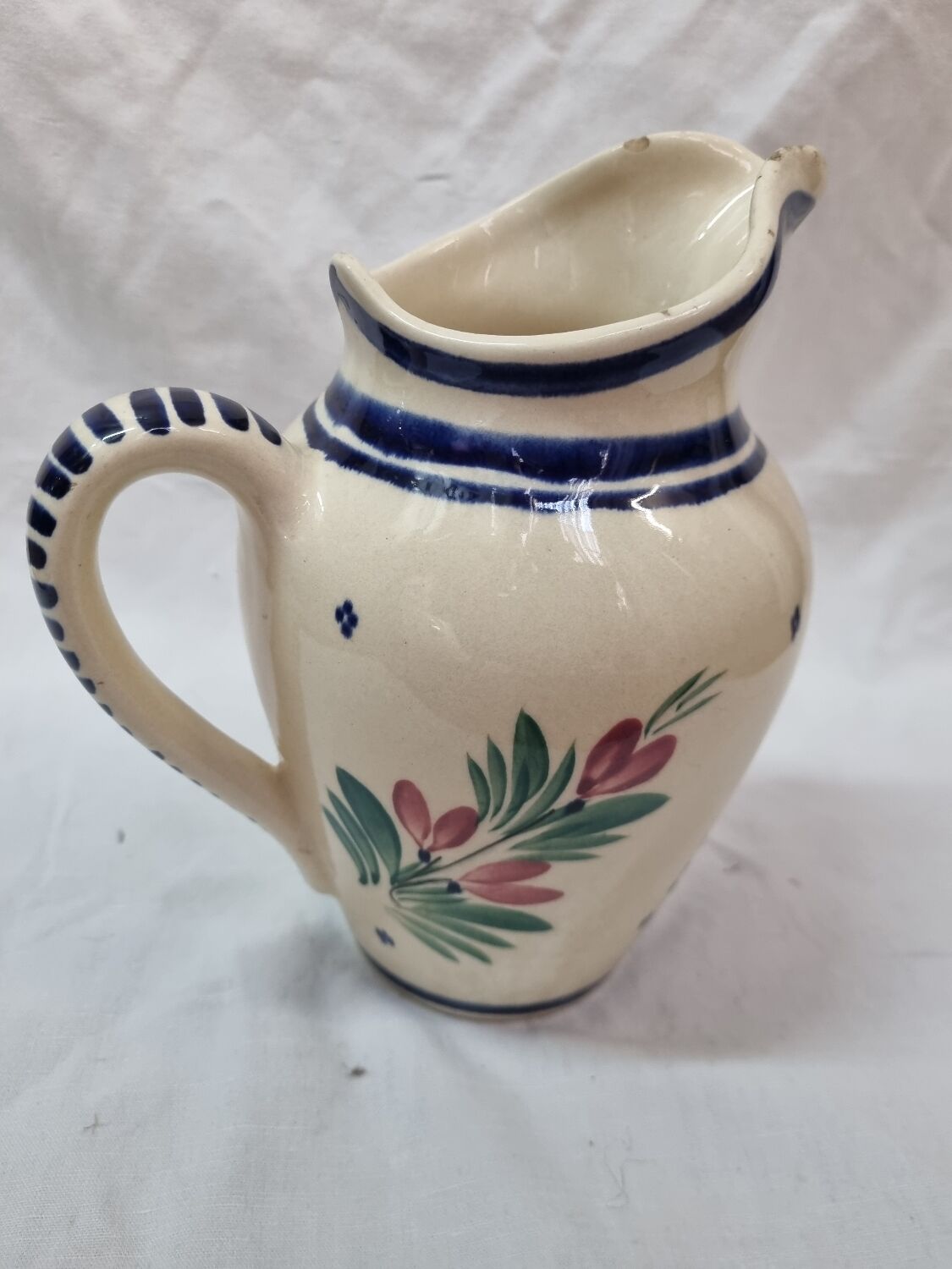 Henriot Quimper earthenware water pitcher 1960