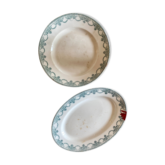 Set of 2 vintage dishes in iron earth, Au Chatelet de Longwy