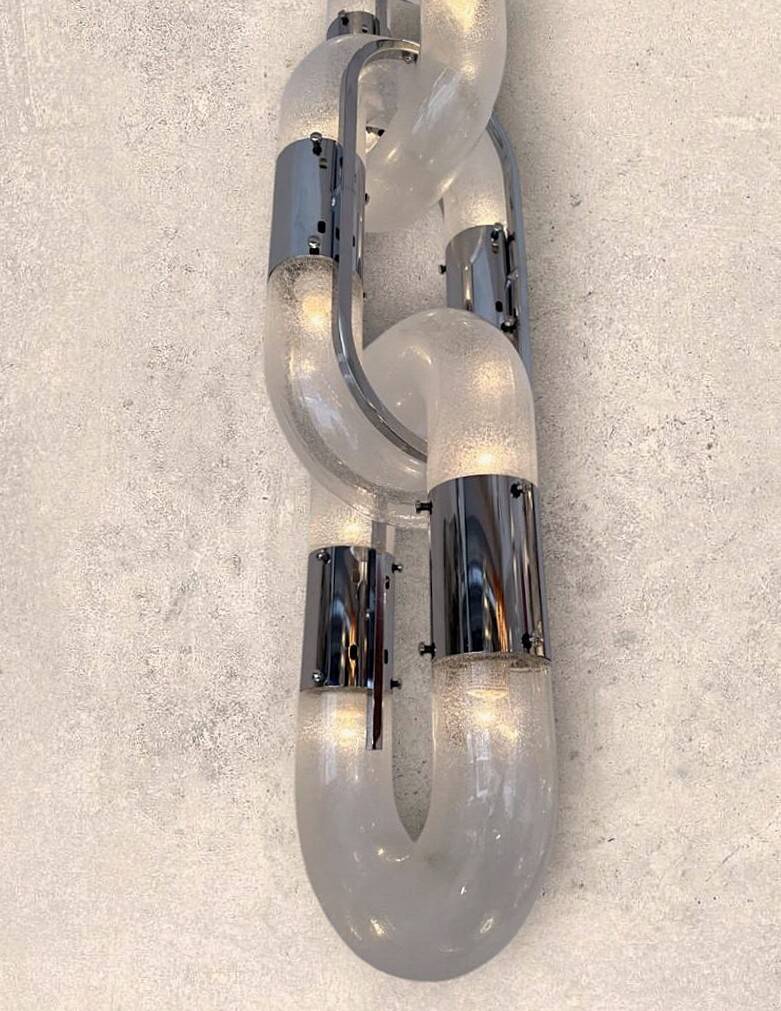 Chandelier Chain Murano Glass Metal by Aldo Nason for Mazzega