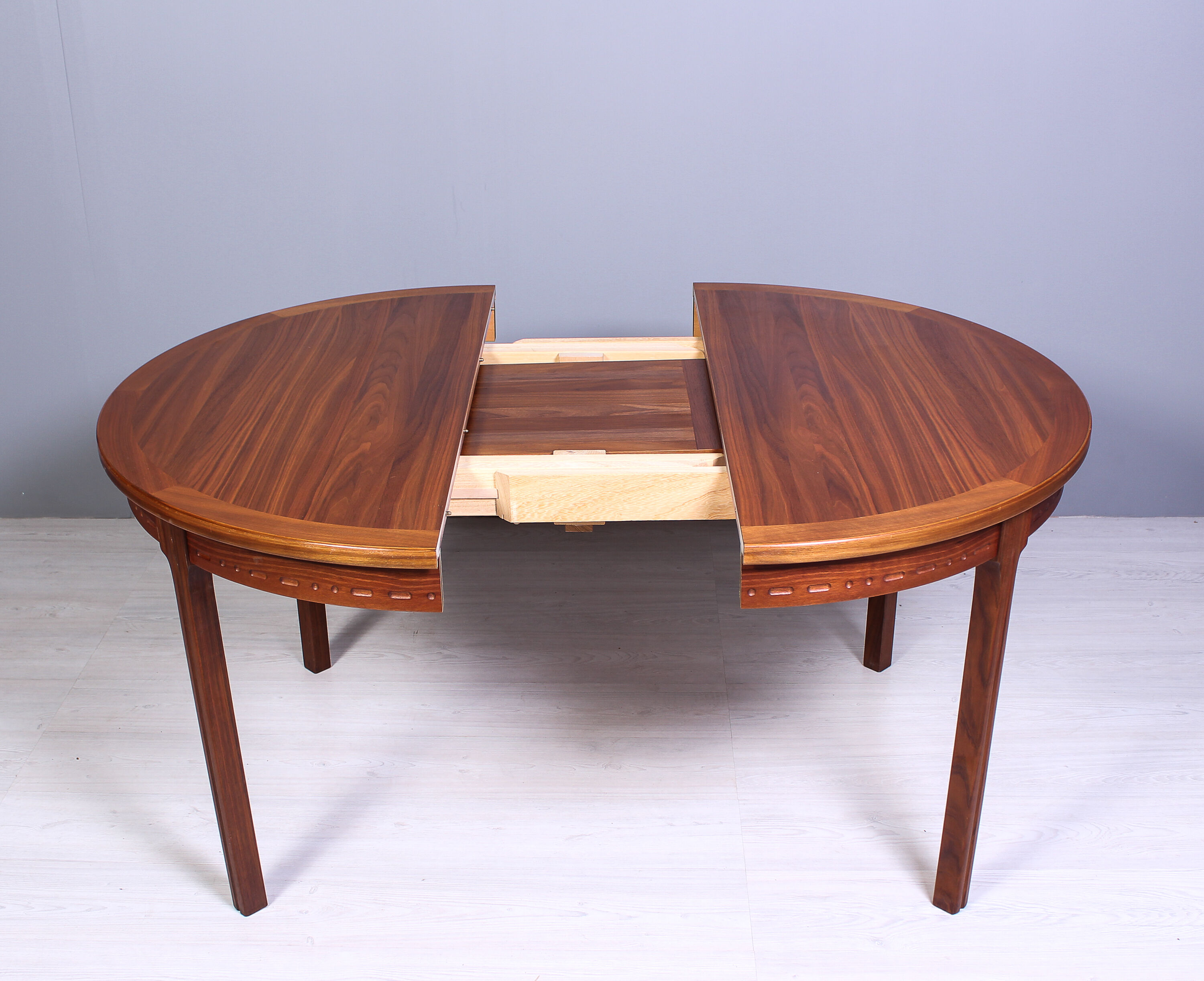 Round walnut dining table by Troeds, Sweden, 1960