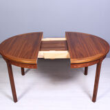 Round walnut dining table by Troeds, Sweden, 1960