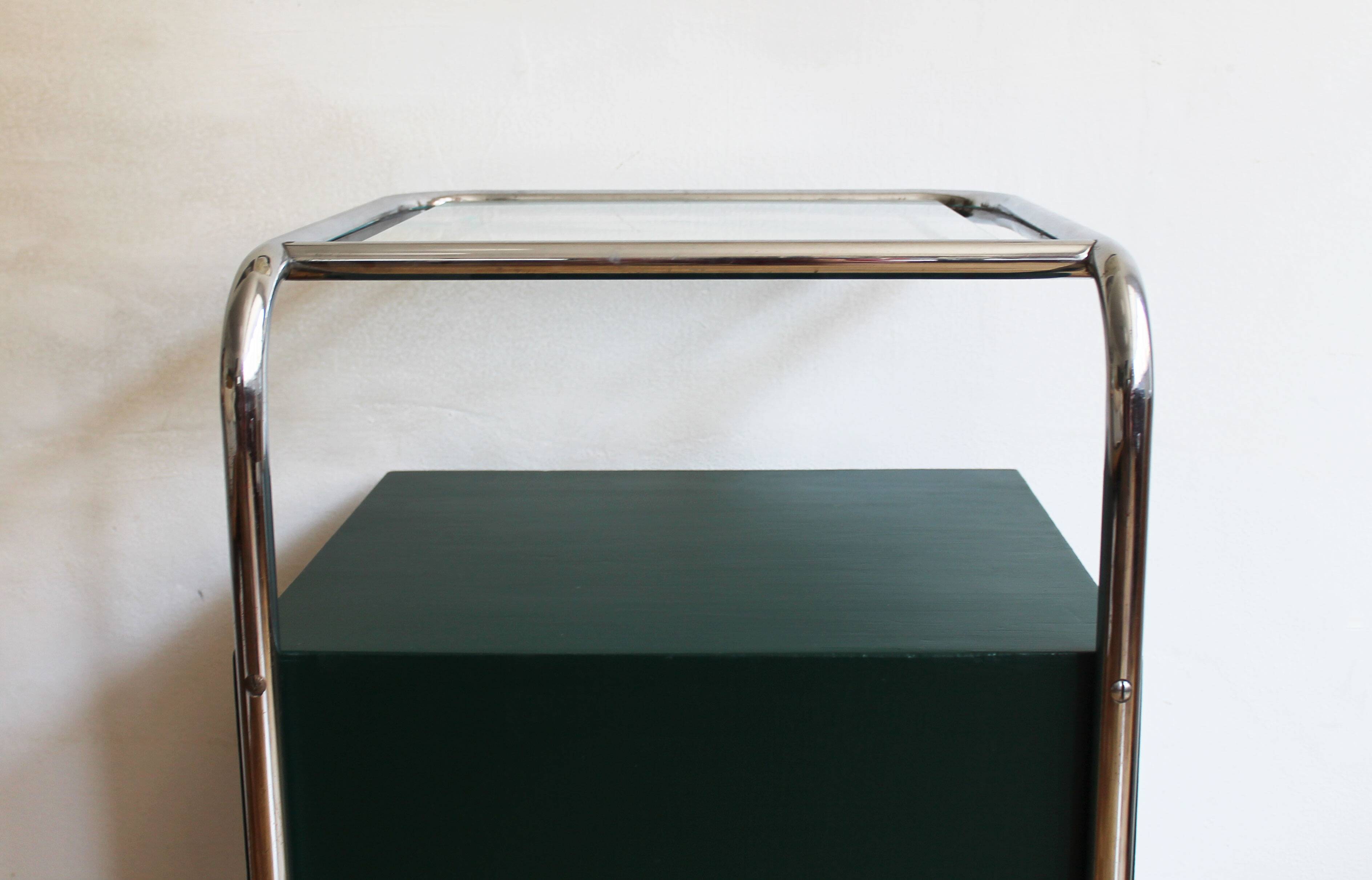Bauhaus Style Tubular Steel Bedside Cabinet, Czechoslovakia 1940s