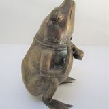 Vintage patinated brass sculptural frog 50-60s