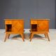 Pair of vintage mid-century modern wooden bedside tables / nightstands
