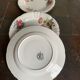6 antique flat plates Moulin des Loups & Hamage – floral decoration