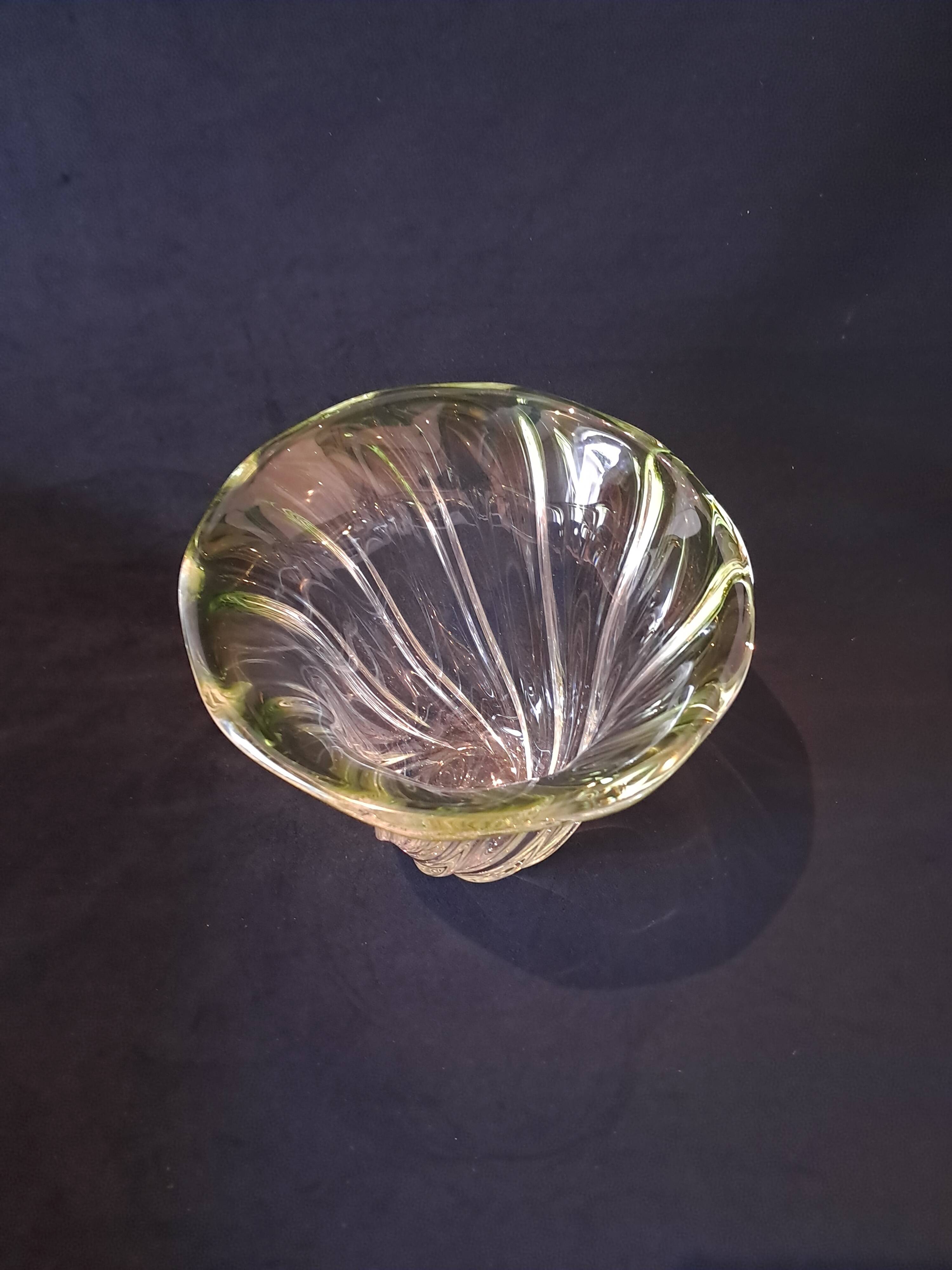 Val Saint Lambert Crystal 'Torsade' Vase in Gradient Apple Green