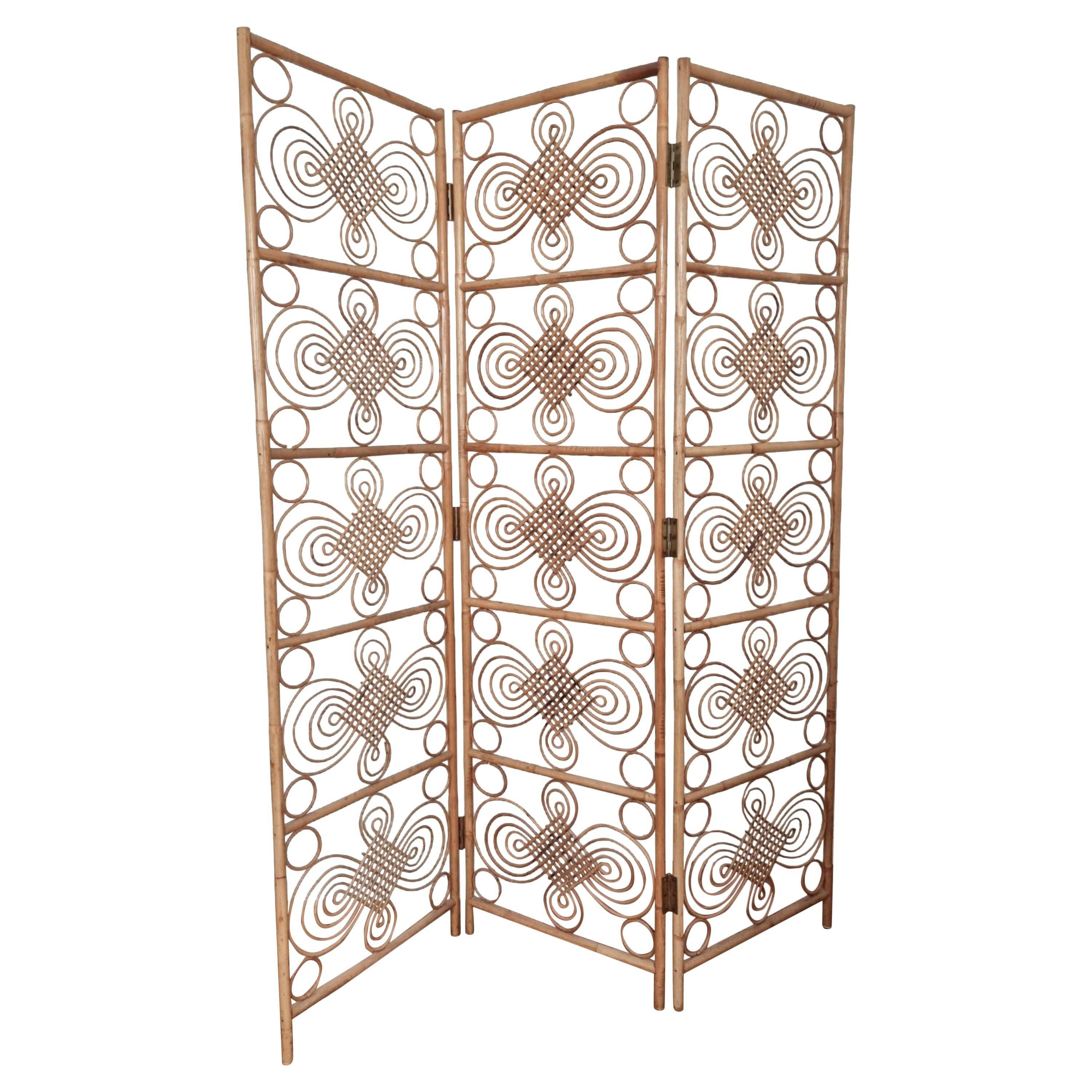 Room divider / screen in rattan, modern Scandinavian style, Swedish, mid-1900s.