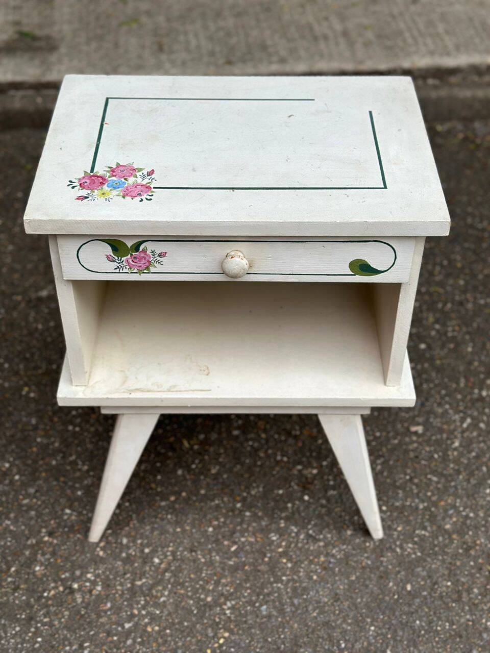 1960s white vintage bedside table