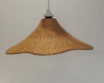 Suspension rotin /abat-jour/lustre /vintage