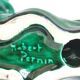 Set of 2 green ceramic candlesticks signed Hubert Pernin, Vallauris