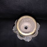 Base de lampe 1960 18cm en onyx plaque dorée vintage ancien