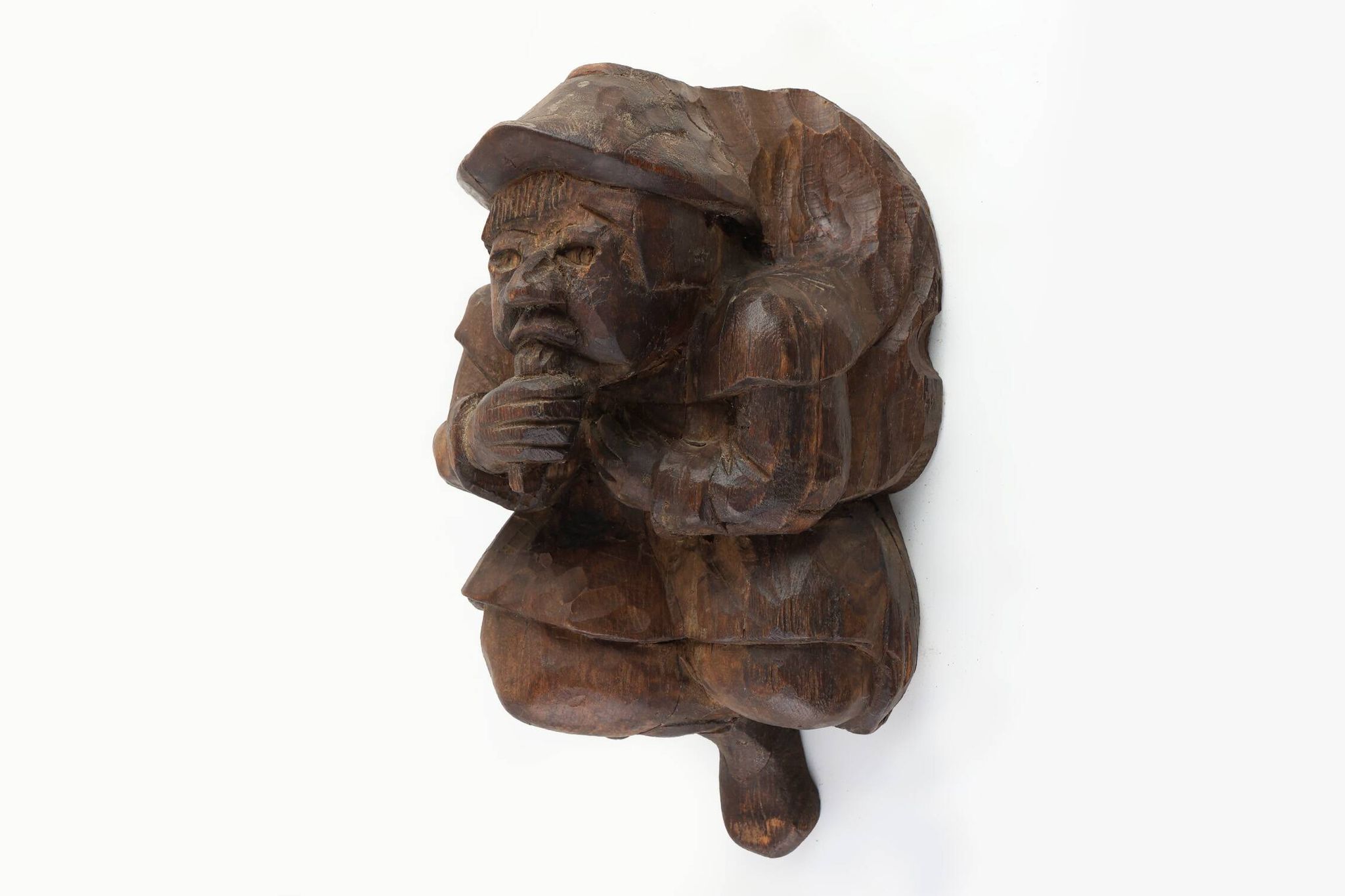 Hand-Carved Oak Wall Figure of a man, France ca. 1850