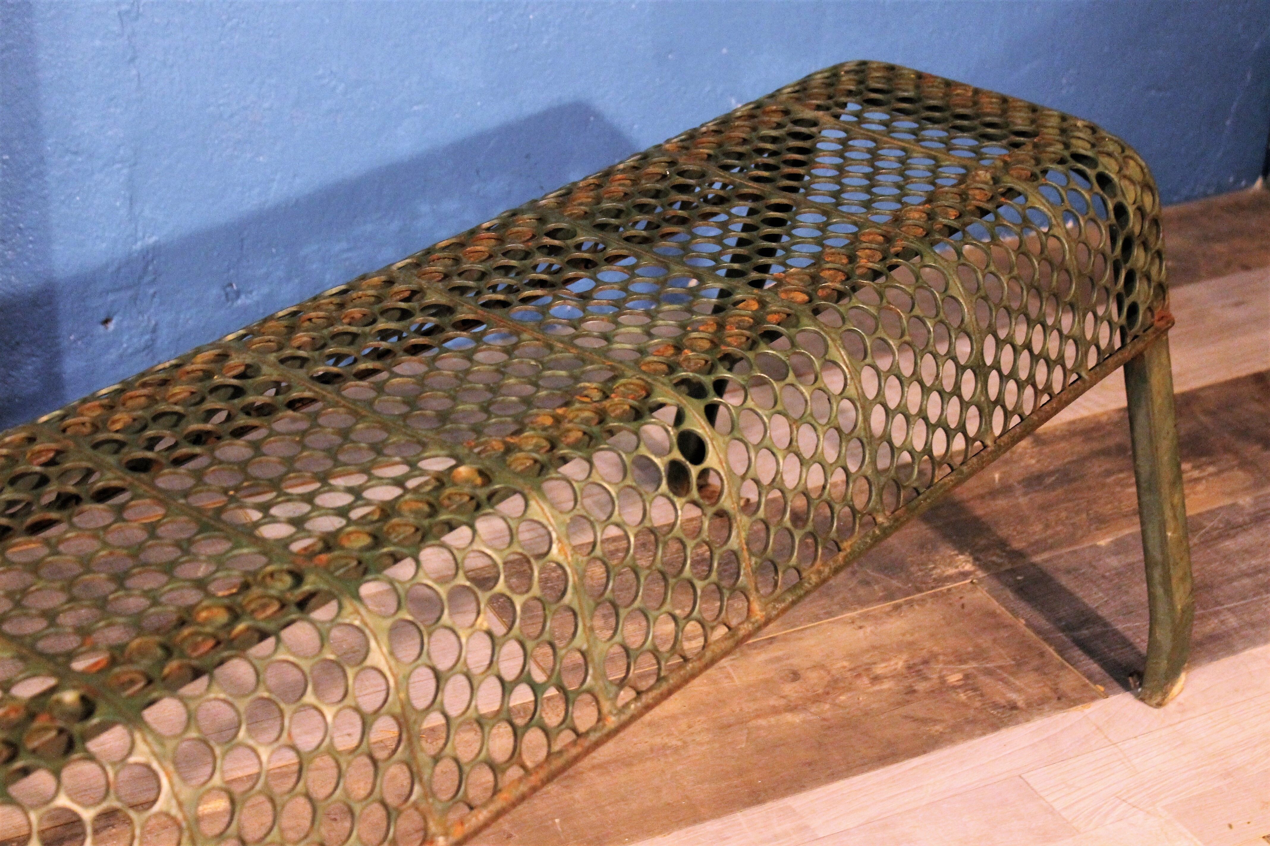 1950s perforated metal bench