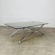 Table basse en verre fumé et chrome, années 70