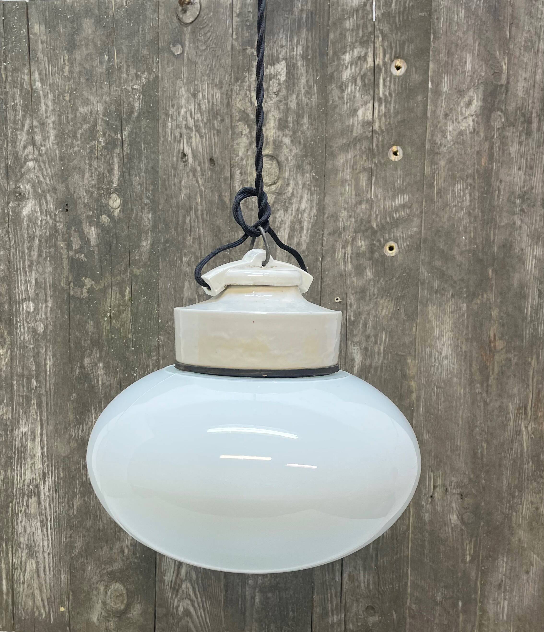Vintage porcelain hanging lamp.
