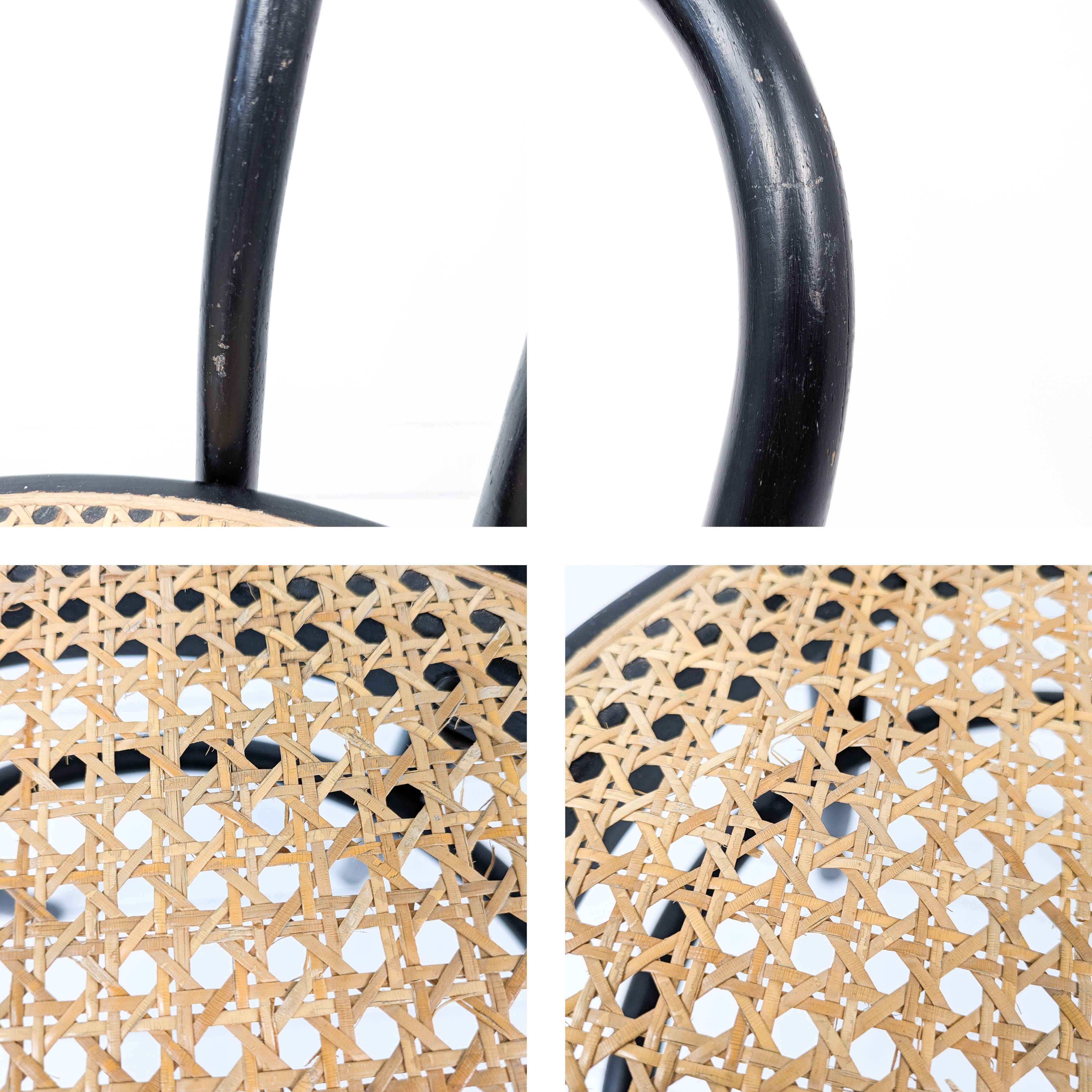 Chaise de café vintage Bugholz noir Wiener Geflecht Chaise de salle à manger