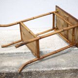 Bamboo and woven wicker table, vintage bamboo console, side table