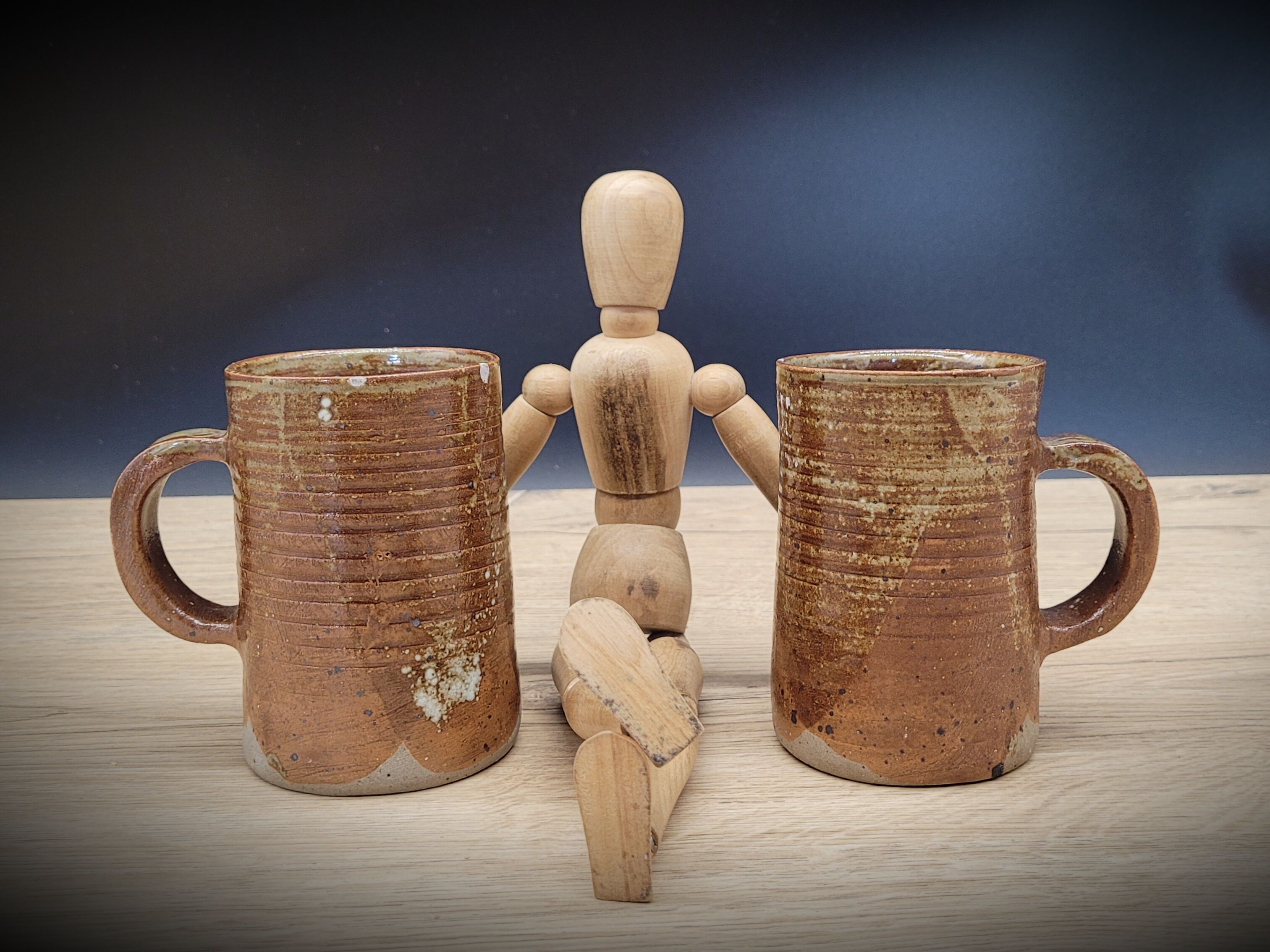 Duo of stoneware cups