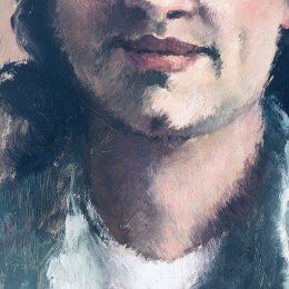 Portrait painting of a woman in the 40s