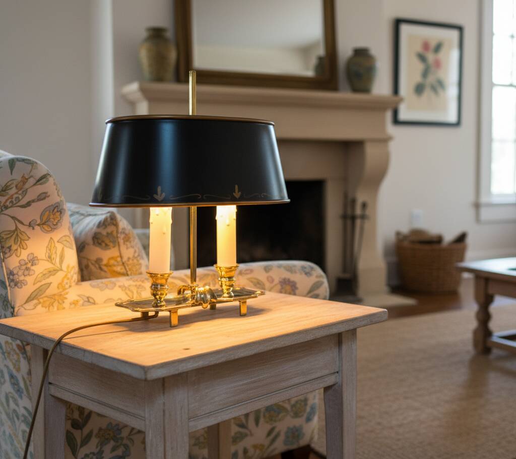 French hot water bottle lamp green and golden age 40