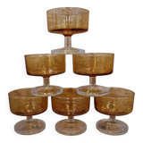 Lot of 6 Luminarc 70's amber champagne glasses