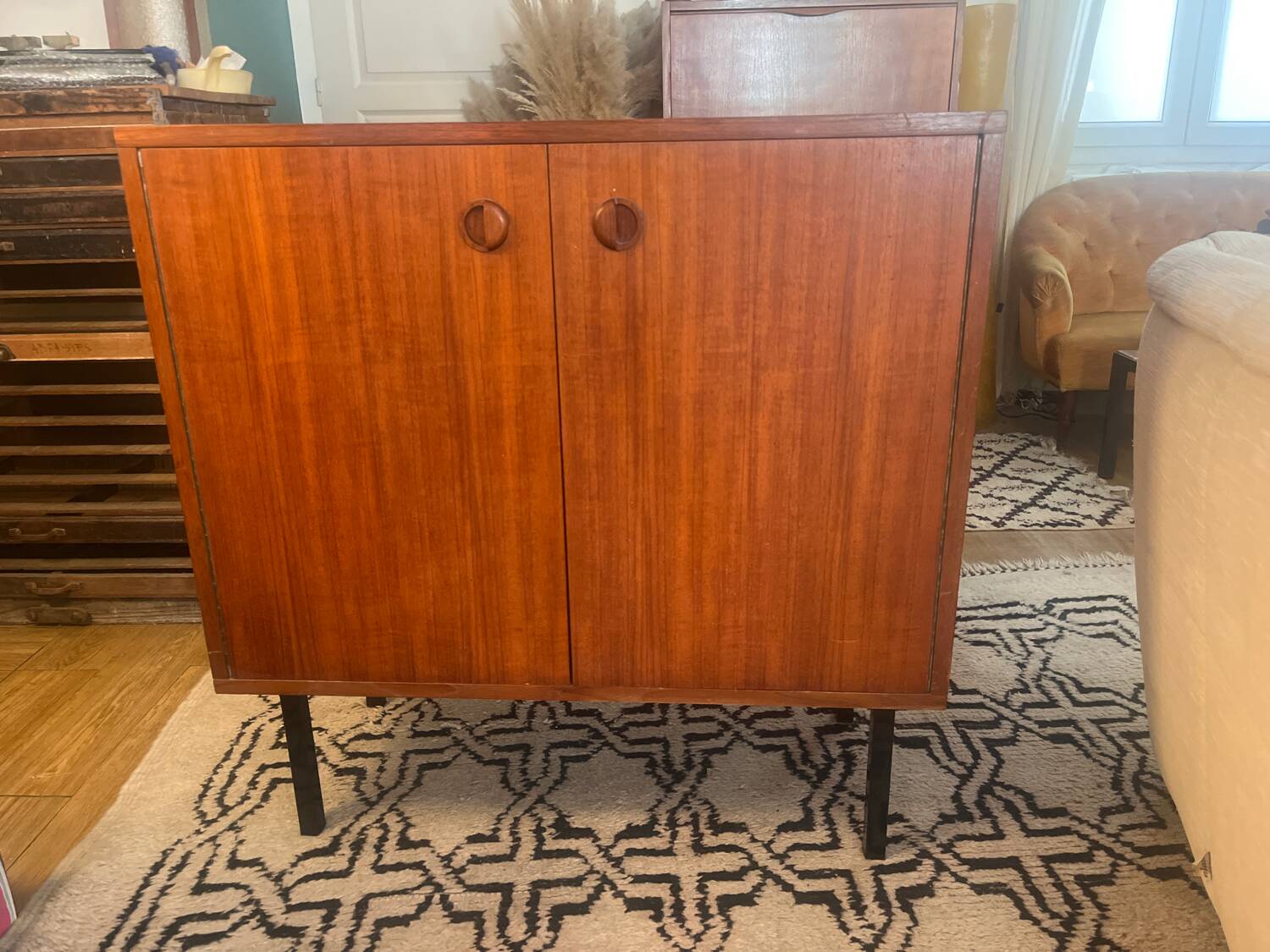 Scandinavian teak furniture with 2 doors