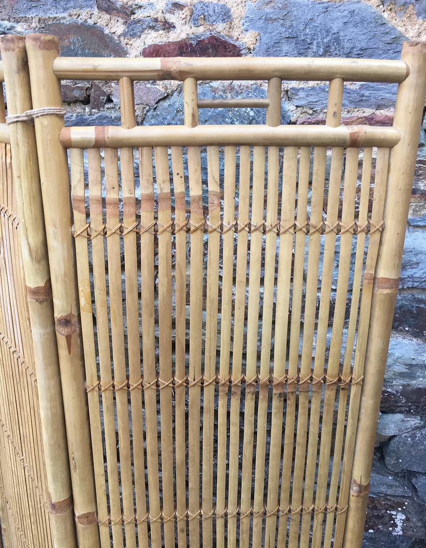 Paravent vintage en rotin et bambou