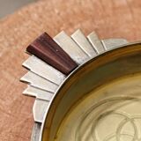 Art deco hors d'oeuvres server, silver metal, mahogany, glass