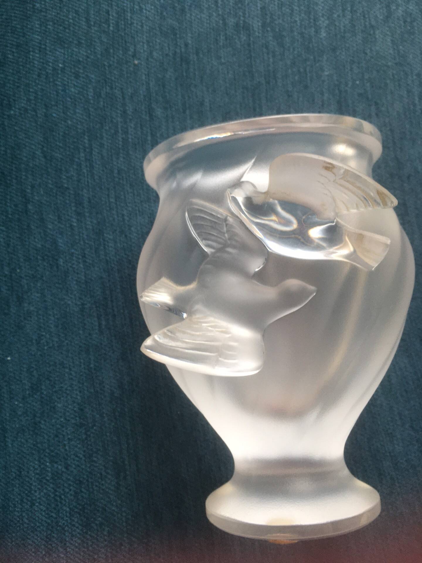Antique crystal vase signed Lalique