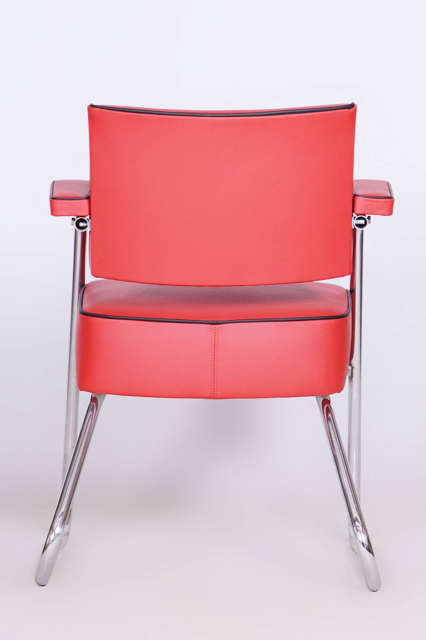 Restored Bauhaus Armchair, Mauser, G. Rohde, Chrome, Leather, Germany, 1930s