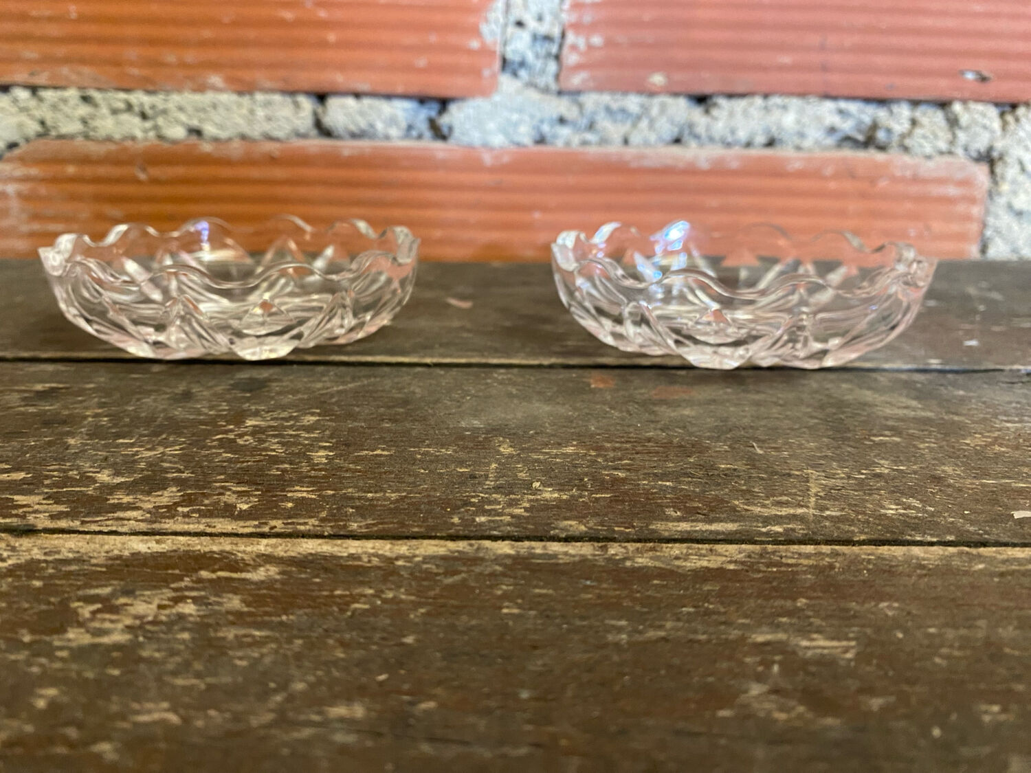 Pair of Antique Saleron Crystal Henri Piubello Salt and Pepper Shakers Vintage