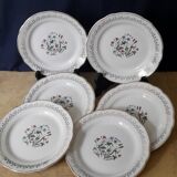 6 dessert plates floral and golden decoration - Model Printemps de Digoin - circa 1950