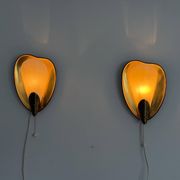 Pair of brass and glass wall lights from the mid-century, 1950s, Germany.