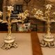 Pair of Louis XV Rocaille Style Candle Holders in Gilded Bronze and Marble