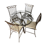 wrought iron table and 4 chairs