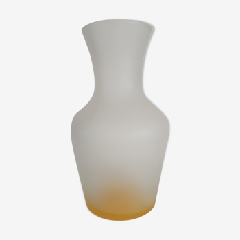 Frosted glass carafe with yellow bottom