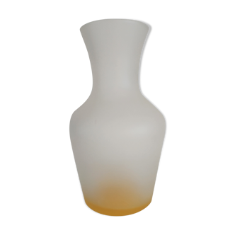 Frosted glass carafe with yellow bottom