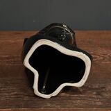 Black ceramic sphinx or pharaoh lamp 1980 brown lampshade