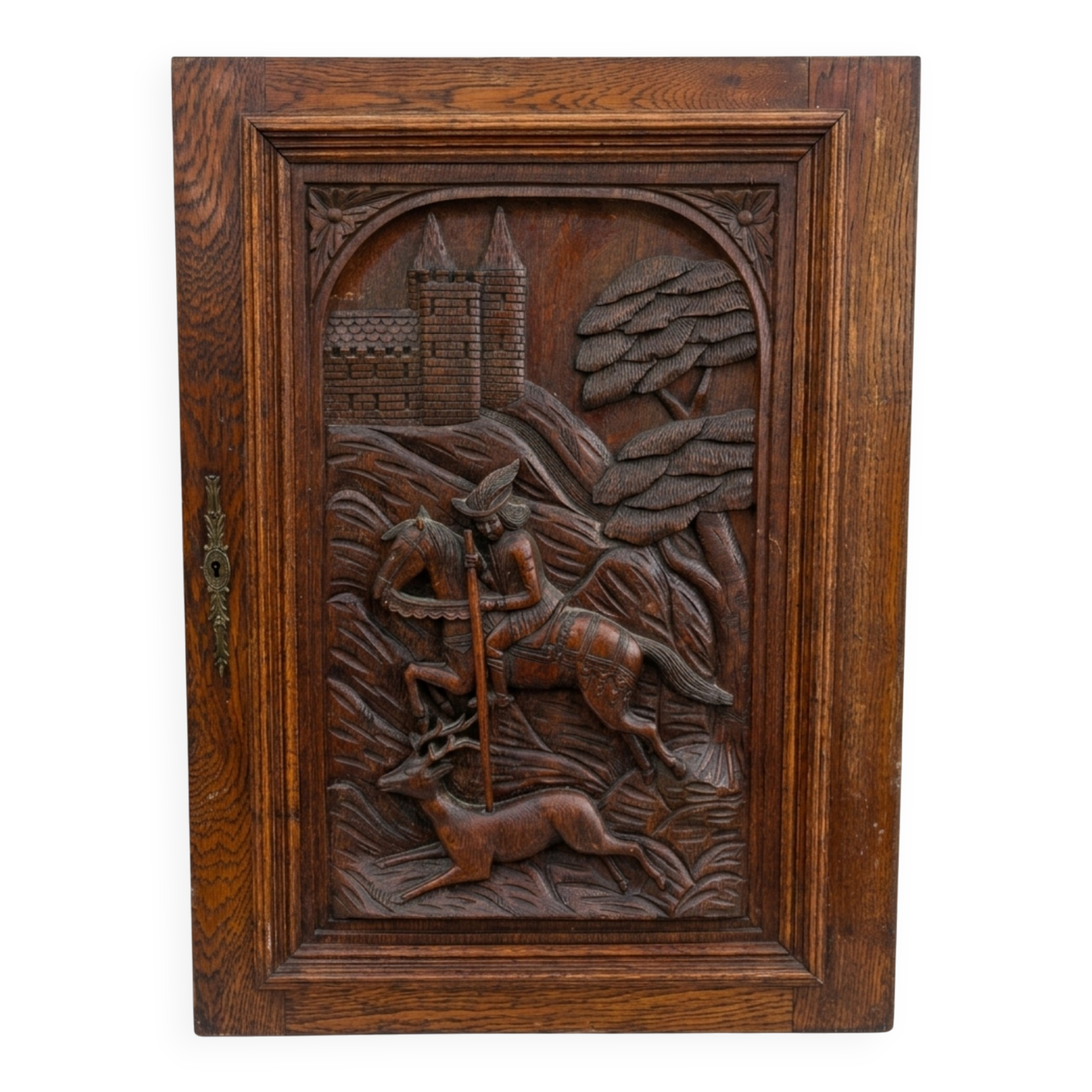 Carved oak solid wood door